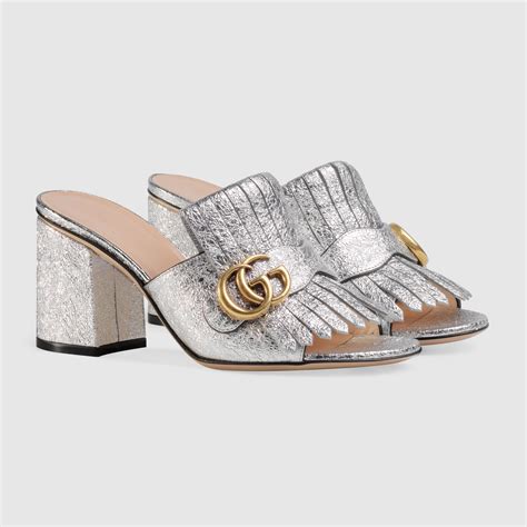 gucci leather heeled slides|Gucci slides clearance.